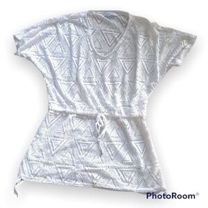 Swimsuit coverup. White geometric cut outs. Victoria Secret look